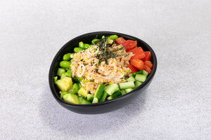 Poke bowl με ψύχα απο blue crab & µαγιονέζα εσπεριδοειδών