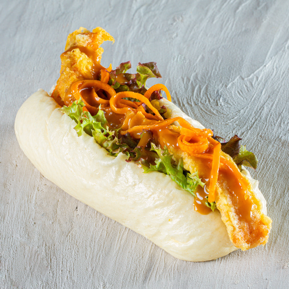 Salmon tempura bao